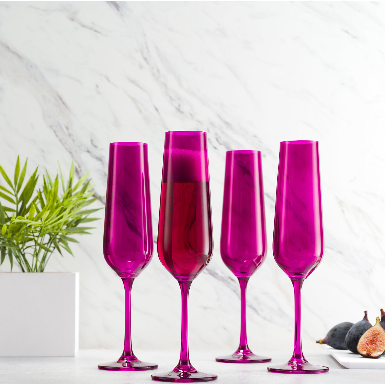 Crystal Champagne Flute, Magenta