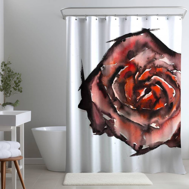 Floral – Polyester Shower Curtain, Dye Sublimation Print, 71" W × 74" L