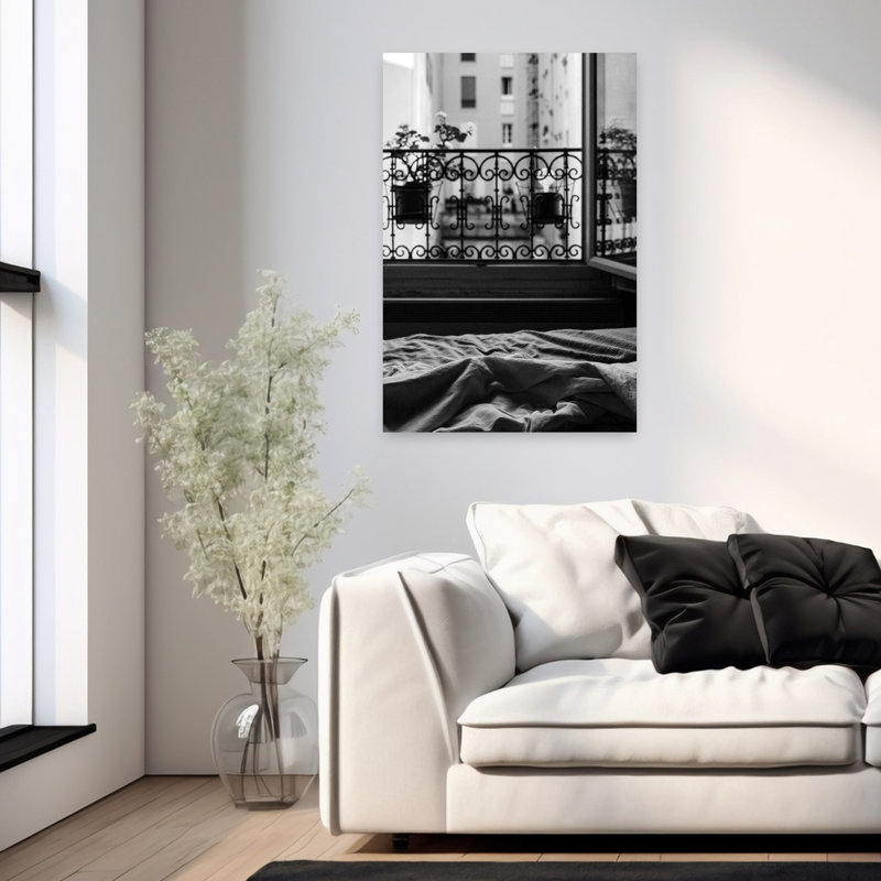 Balcon, paysage contemporain abstrait, art naturel, H 36 po x l 24 po