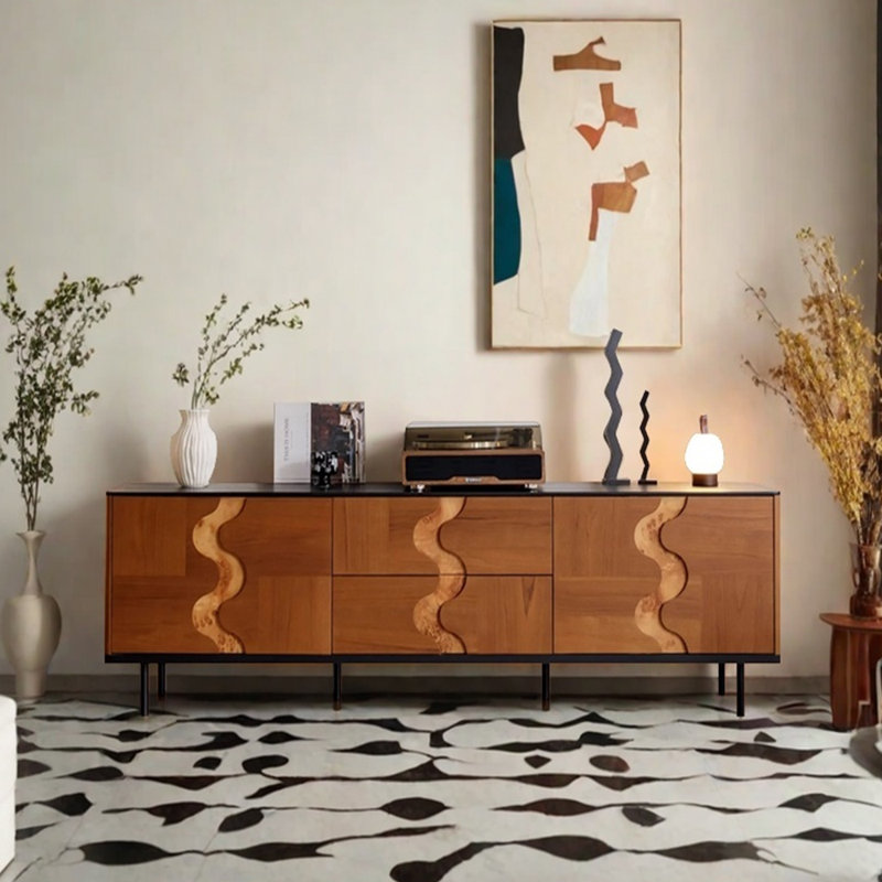 Meuble télé rétro, Noir / brun clair, 70.86"