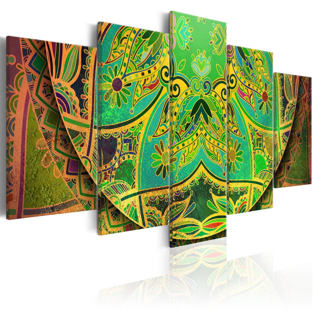 Mandala: Green Energy - 5 Piece Wrapped Canvas Graphic Art Set Bungalow Rose Size: 20" H x 40" W x 1" D