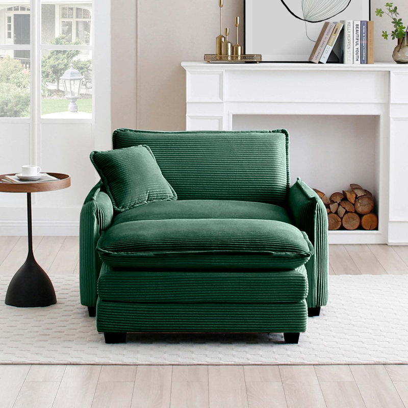 Modern Sofasingle Deep Seat Sofa With Footstool With 1 Pillow, Suitable   And , Club Multiple Occasions, Corduroy