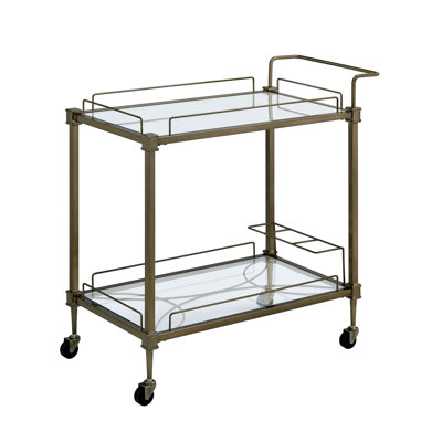 Aditya Mirrored & Antique Brass Finish Serving Cart