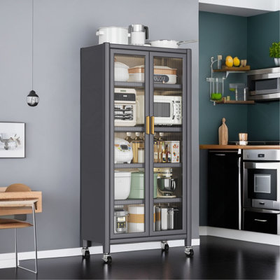 Open-door kitchen shelving Floor-to-ceiling multilevel household microwave storage cabinet bowls side cabinets cabinets Storage cabinets