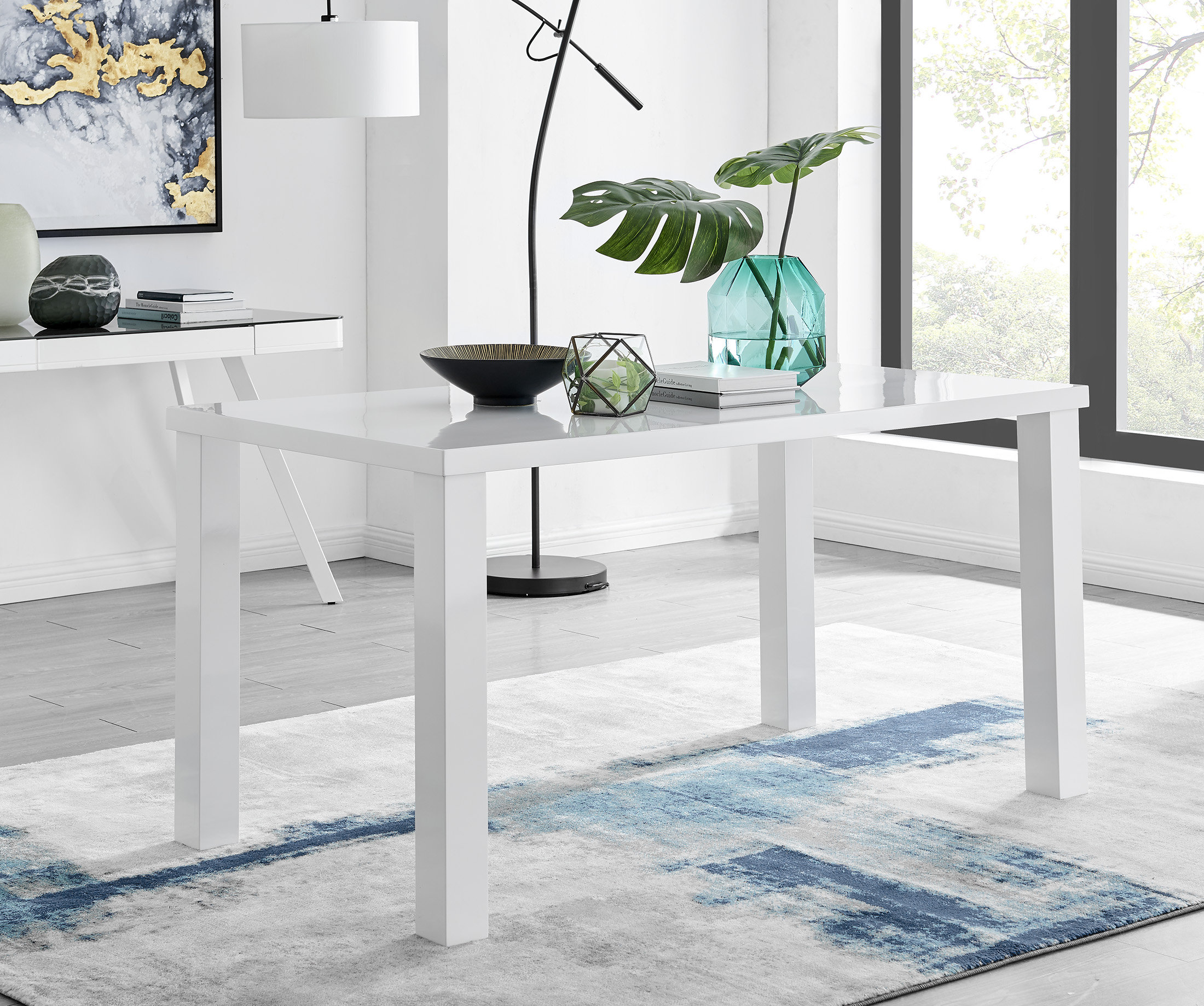 East Urban Home Eubanks High Gloss Minimalist Luxury Dining Table & Reviews | Wayfair