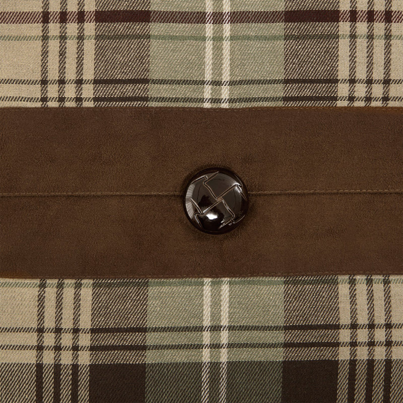 Twin Brown Cotton Plaid Comforter Set with Textured Accents