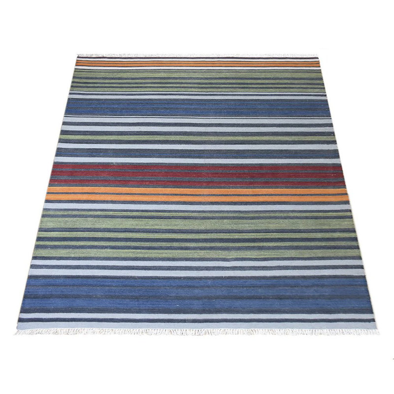 Tapis Kilim en laine tissés à la main et à plat tissés à la main Housel, Rectangle 4 pi x 6 pi