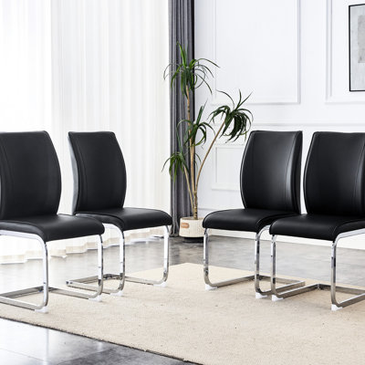 Chaise de salle à manger noire Pu
