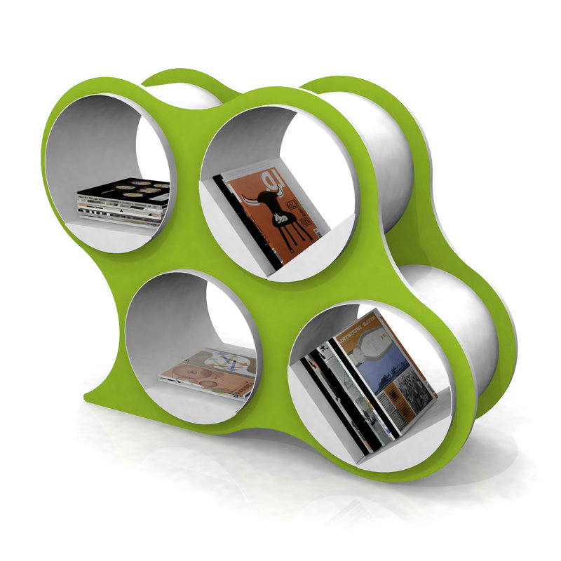 Bibliothèque géométrique BOLLA Pop, 4 tablettes, Vert écaille