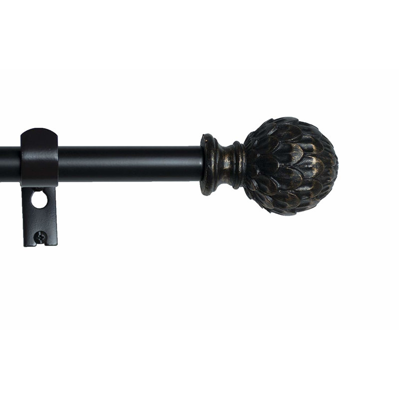 Sova Adjustable 0.75'' Single Curtain Rod, Cottage/Black, 1" H x 48" W x 1" D