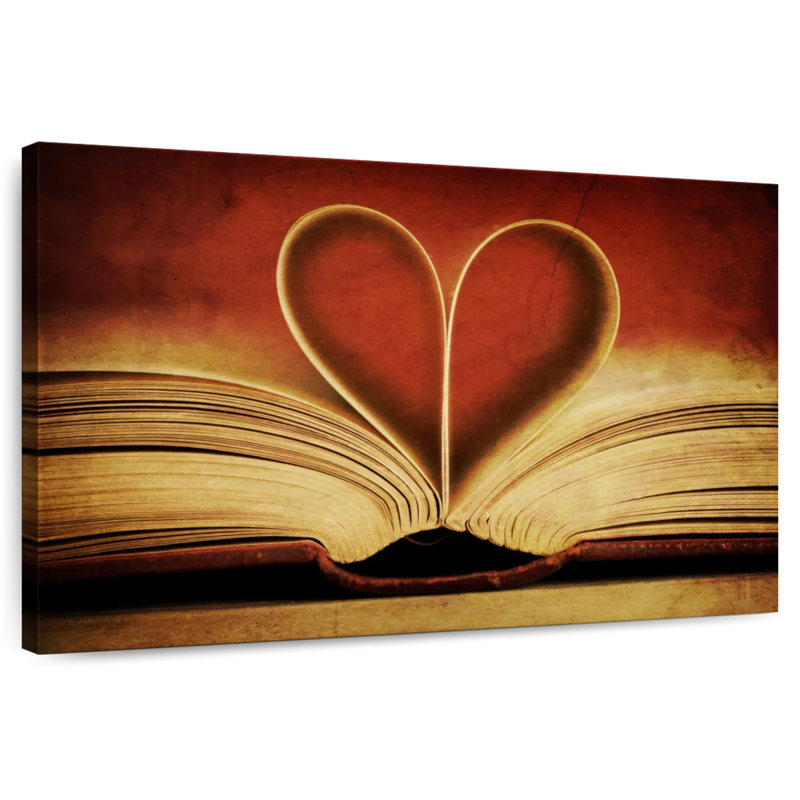 Pages de livre Kerner en forme de cœur, H 24 po x l 36 po