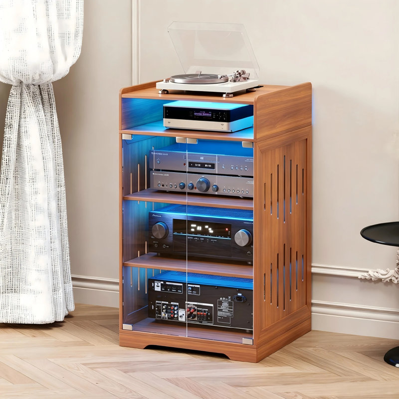 Meuble de rangement multimédia à 4 niveaux, Brown