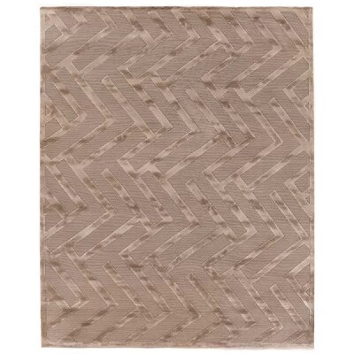 Metro-Velvet Chevron Hand-Knotted Silk/Wool Brown Area Rug -  EXQUISITE RUGS, 5009-9'X12'