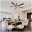 Ventilateur de plafond noir 60 po avec lumière, 5 pales en bois massif, moteur à courant continu réversible à 6 vitesses pour chambre à coucher, salle à manger, salon