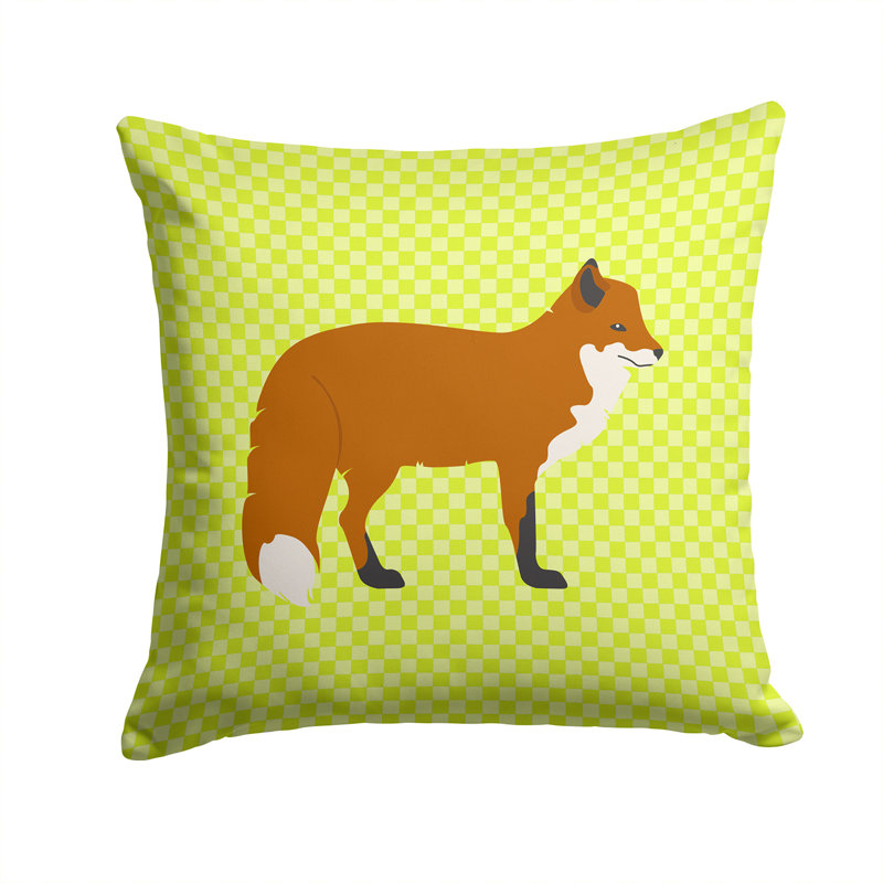 Fox Outdoor Throw Pillow, Green, 14" x 14"