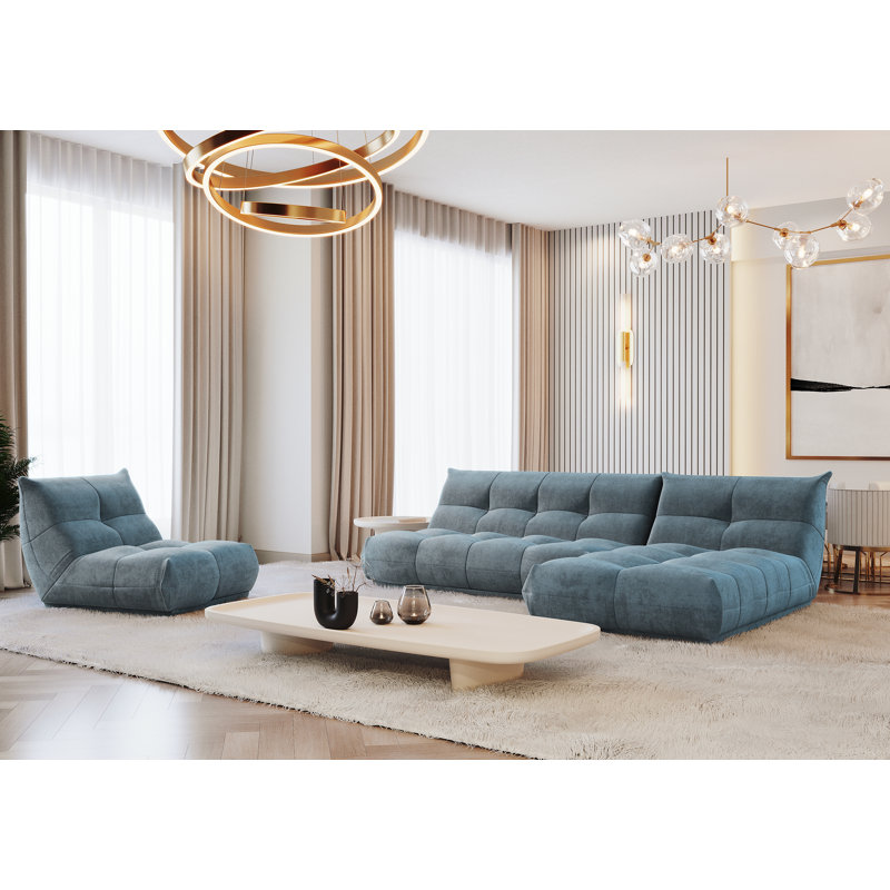 Cozy Right Corner Sofa, Aqua