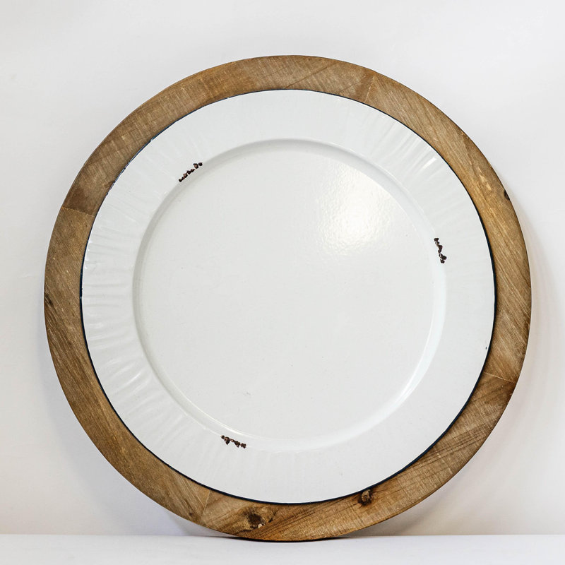 Plateau rond en bois avec plaque intégrée