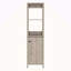 Armoire en lin à porte simple H 59 po, deux tablettes intérieures, deux tablettes ouvertes-121089111