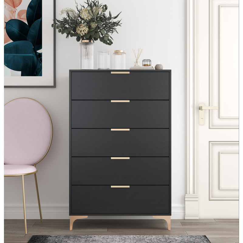 80cm W 5 - Drawer Chest of Drawers, Black