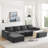 Modern Sofa 110*72" Modular U Shaped Sectional Sofa,Luxury Chenille Floor Couch Set,Foam-Filled Sleeper Sofa Bed