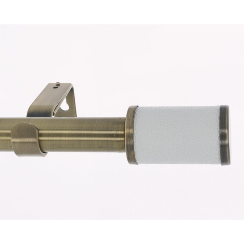 Dubay Adjustable Single Curtain Pole, 1" H x 120" W x 1" D, White/Brushed Steel