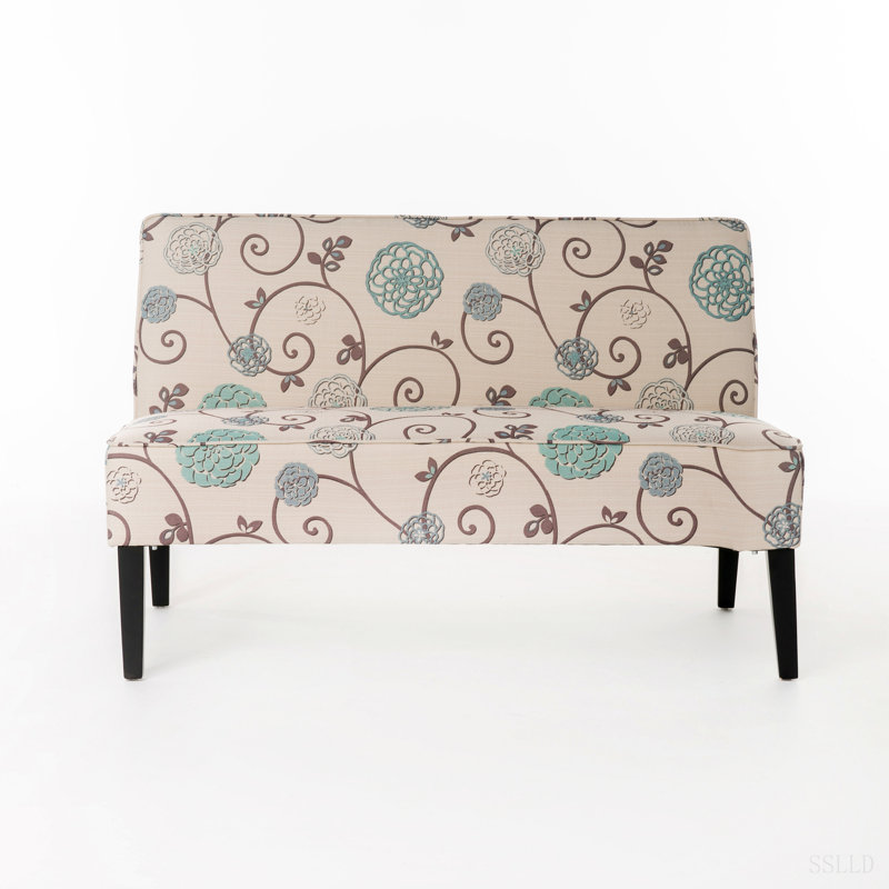 Causeuse rembourrée 50 po, Beige Floral Fabric