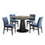  Ensemble de salle à manger moderne 5 pièces Cavira, bleu et doré avec quatre chaises Cavira-844698864-844698865