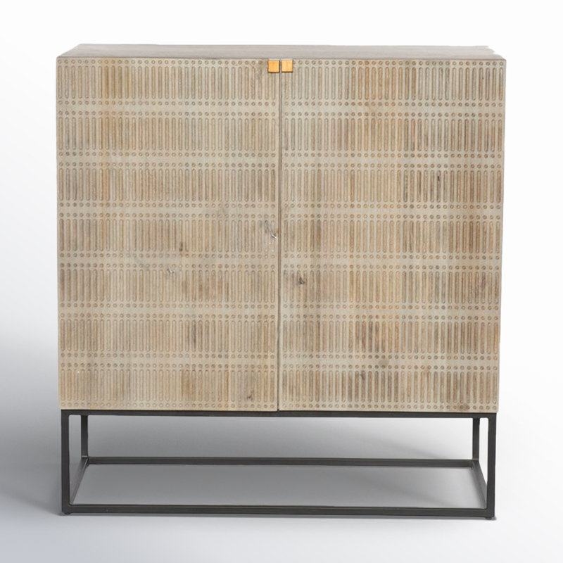 Taro 40'' Solid Wood Bar Cabinet, Light Wash Mango