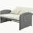 Wicker Rattan Double Chaise Lounge, 2-Person Reclining Daybed with Adjustable Back and Cushions, Free Furniture Protection Cover