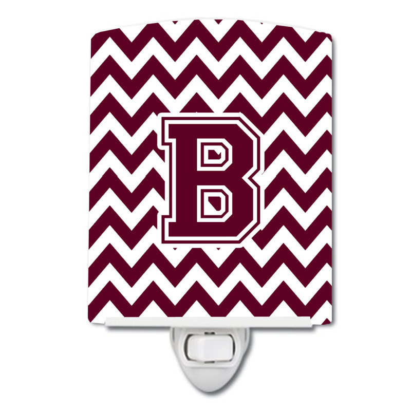 Éclairage de nuit en céramique chevron, Blanc marron, B