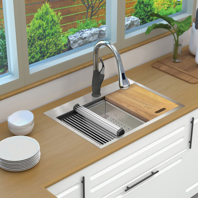 Évier de cuisine de cuisine encastrable en acier inoxydable de calibre 18 de 30 po X 22 po Transolide, 1 trou