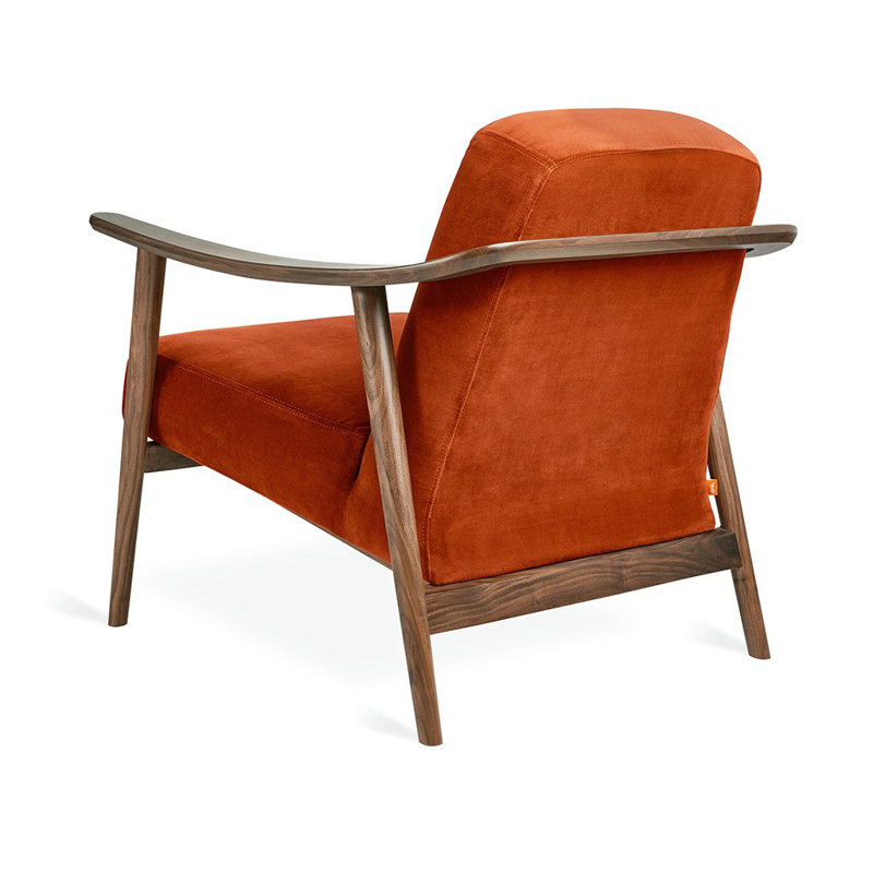 Baltic 76.2Cm Top Grain Leather Wide Armchair, Walnut, Velvet Russet Velvet