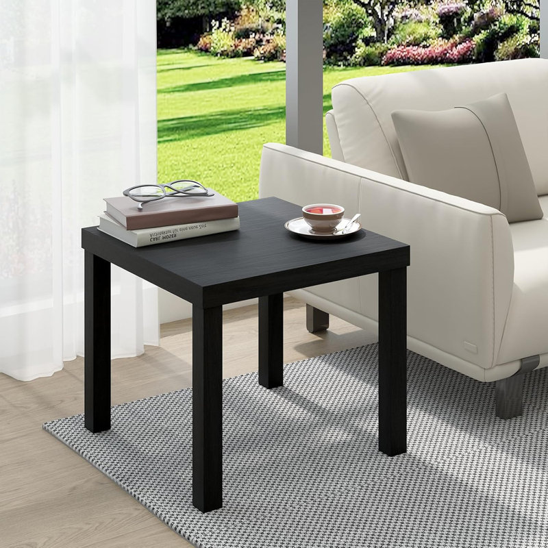 Table de bout petite table carrée, table basse moderne, 19,7 po, ensemble de 2, Noir, noir, noir, noir