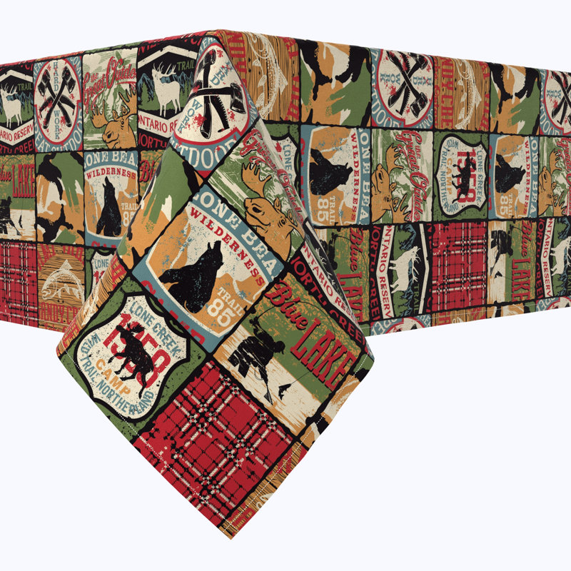 Square Tablecloth, 100% Cotton, 52X52", Great Outdoors Patchwork, 84" L x 60" W
