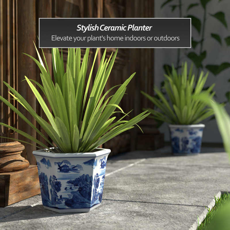 Landscape Chinese Porcelain Pot Planter