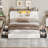 Farmhouse Bed Frame With Led Lights And 4 Storage Drawers, Wooden Platform Beds With Charging Station,rustic Bedroom Set With Storage Headboard And Sliding Barn Door-807484541-809496375