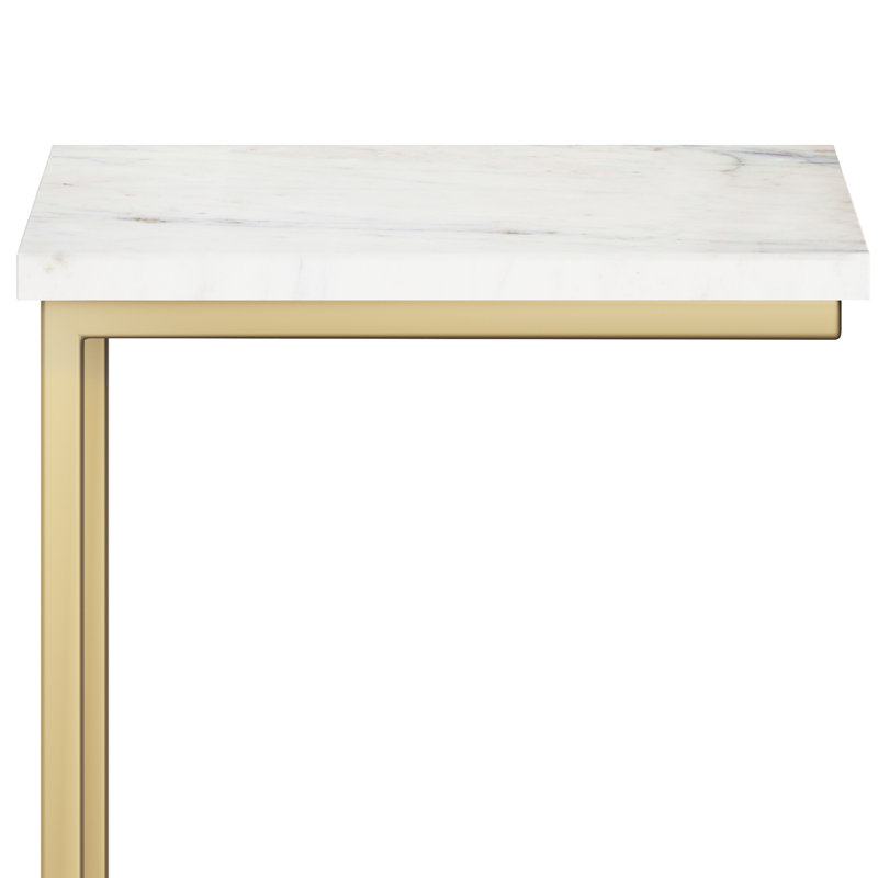 Skyler Gold Metal C Side Table with Marble Top