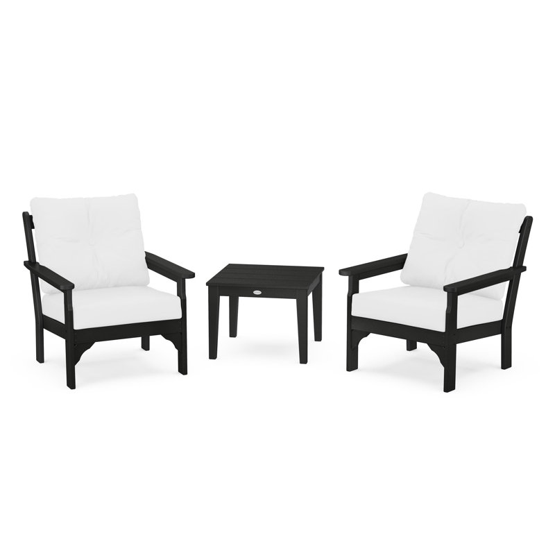 Vineyard 3-Piece Deep Seating Set, Black, Natural