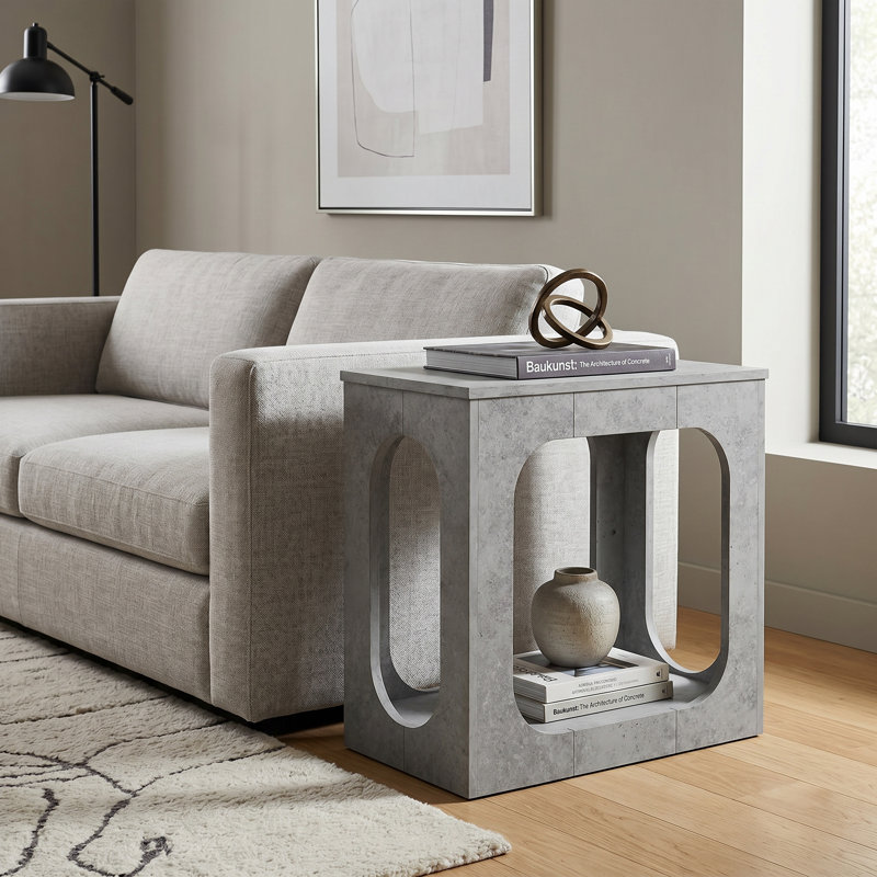 Table de bout avec tablette ouverte Inniss, Gris