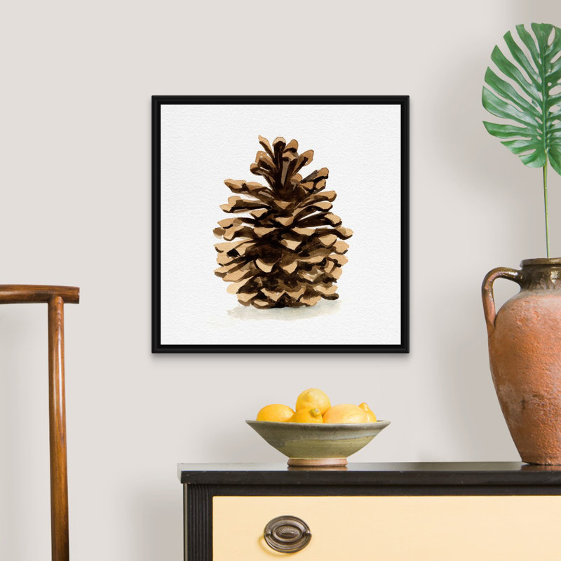 Reproduction d’art sur toile, "CONIFER Cone I" par Emma Caroline, H 22 po x l 22 po x P 1,75 po, Cadre noir
