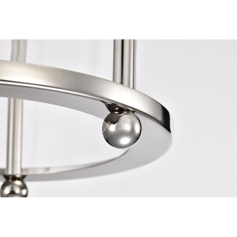 Neven 1-Light Dimmable Cylinder Pendant with Clear Glass Shade , Polished Nickel