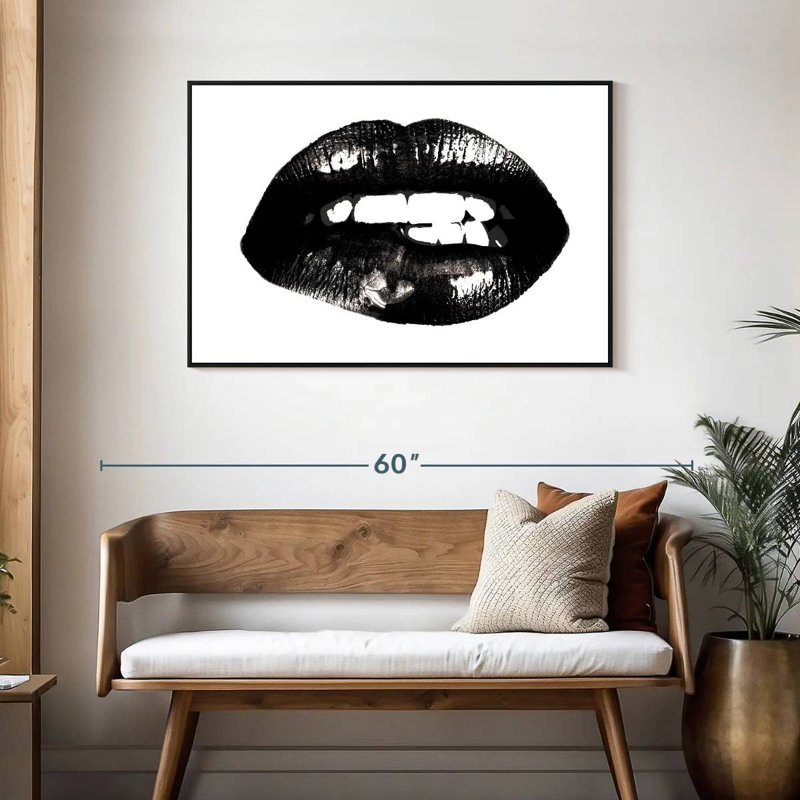 Lèvre, Cadre flottant noir, 43 po x 29 po