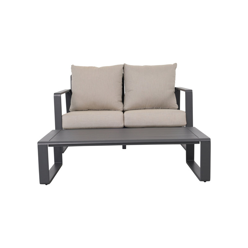 Double Sofa + Rectangular Coffee Table, Light Gray Cushions Jm 9017 (Tino Tino), Outdoor Patio Sofa, Light Gray