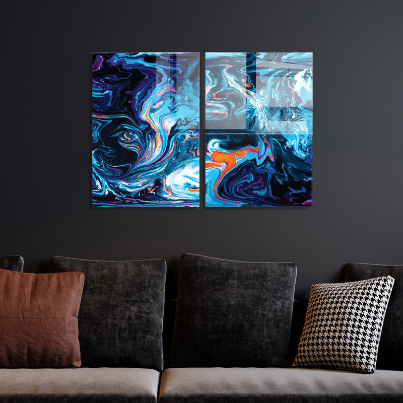 2 Piece No Frame Print on Glass, 45cm H x 65cm W x 0.4cm D