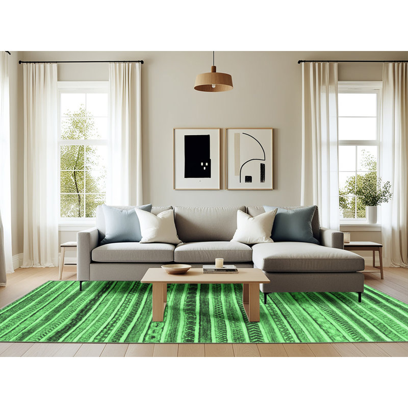 Kentarkius Washable Geometric Indoor Rug, Rectangle 6' x 9'