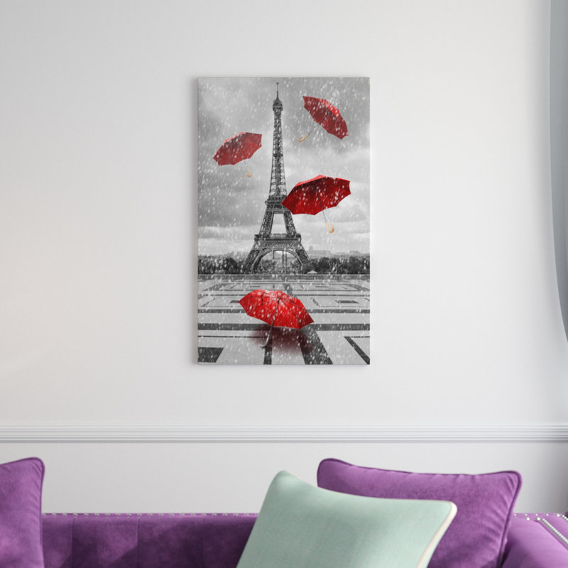 Quatre parapluies, paris-reproduction de photo sur toile enroulée, H 48 po x l 28 po x P 1,5 po