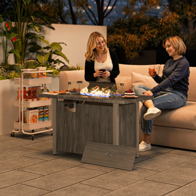 Rectangle Propane Smokeless Fire Pit Table with Hidden Fuel Tank