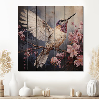 Humminbirds, fantaisiste, chuchotement floral - II, colibri sur bois