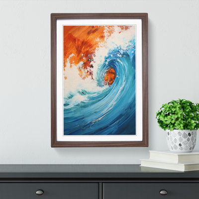 XYZ-FRM-V1223-6473 Wave Modern Action Painting - Single Picture Frame Print on Wood