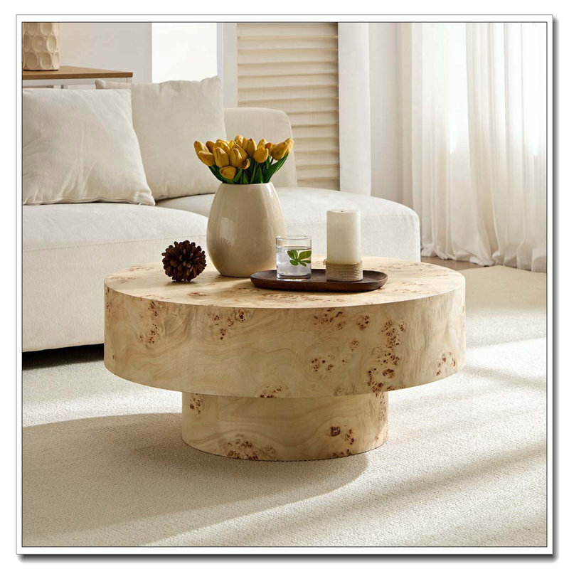 31.49"Round Drum Coffee Table, Natural